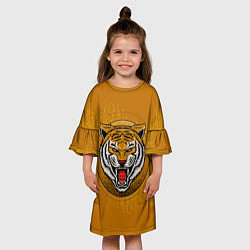 Платье клеш для девочки Голова свирепого тигра, цвет: 3D-принт — фото 2