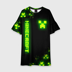 Платье клеш для девочки MINECRAFT NEON LOGO CREEPER, цвет: 3D-принт