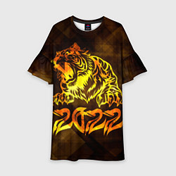 Платье клеш для девочки Хищник Тигр 2022, цвет: 3D-принт