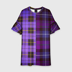 Платье клеш для девочки Purple Checkered, цвет: 3D-принт
