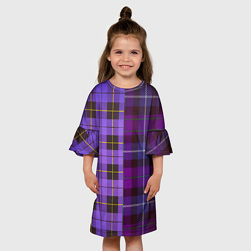 Детское платье Purple Checkered / 3D-принт – фото 3