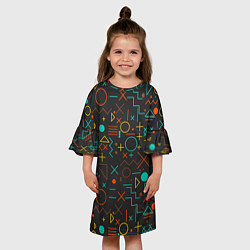 Платье клеш для девочки Геометрическая Абстракция Частицы, цвет: 3D-принт — фото 2