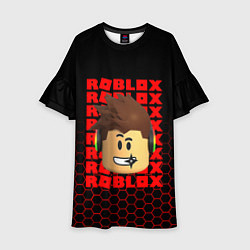 Платье клеш для девочки ROBLOX LEGO FACE УЗОР СОТЫ, цвет: 3D-принт