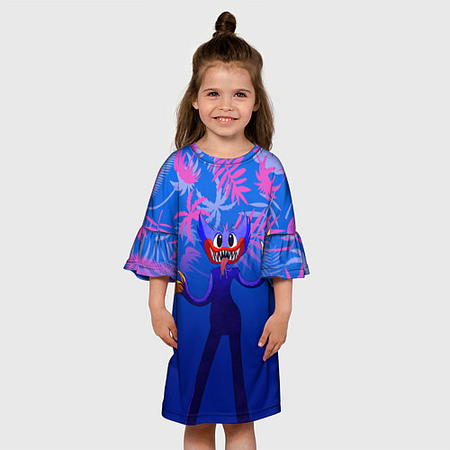 Детское платье Poppy Playtime Тропические листья / 3D-принт – фото 3