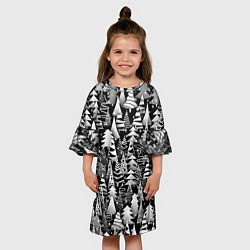 Платье клеш для девочки Лес абстрактных ёлок, цвет: 3D-принт — фото 2