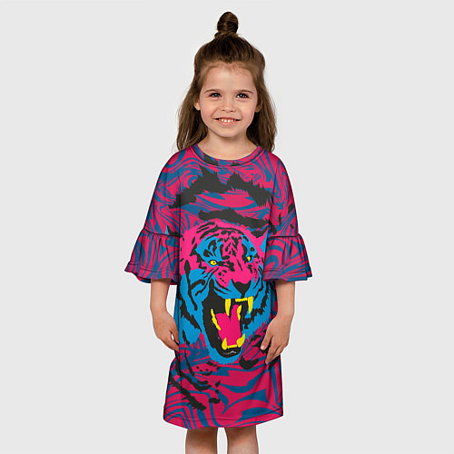 Детское платье Тигр красочный / 3D-принт – фото 3