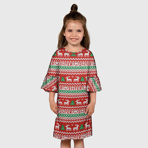 Детское платье Deer Christmas Pattern / 3D-принт – фото 3