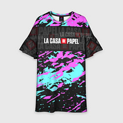 Платье клеш для девочки La Casa de Papel Logo Надпись, цвет: 3D-принт