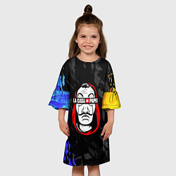 Платье клеш для девочки Бумажный дом Маска дали, цвет: 3D-принт — фото 2