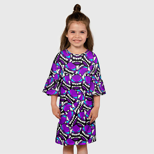 Детское платье Geometry Dash: Violet Pattern / 3D-принт – фото 3