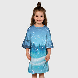 Платье клеш для девочки ЗИМНИЙ ЛЕС WINTER FOREST, цвет: 3D-принт — фото 2
