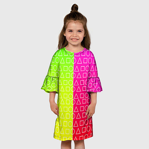 Детское платье Игра в кальмара розовыйжелтый / 3D-принт – фото 3