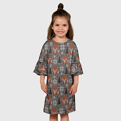 Платье клеш для девочки Вязанные лисички, цвет: 3D-принт — фото 2