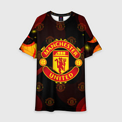 Платье клеш для девочки MANCHESTER UNITED FIRE STYLE SPORT ПЛАМЯ, цвет: 3D-принт