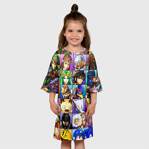Детское платье SUPER SMASH ALL HEROES СУПЕР СМАШ БРОС / 3D-принт – фото 3