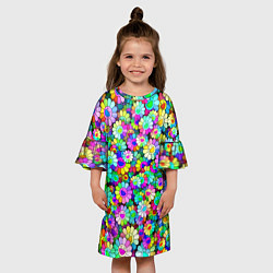 Платье клеш для девочки Rainbow flowers, цвет: 3D-принт — фото 2