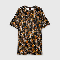 Платье клеш для девочки Тигры пляшут Новый Год, цвет: 3D-принт