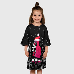 Платье клеш для девочки Игра в кальмара Новогодний, цвет: 3D-принт — фото 2