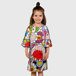 Платье клеш для девочки Takashi Murakami кричащий арт, цвет: 3D-принт — фото 2