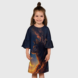 Платье клеш для девочки Ночной Волк Night Wolf, цвет: 3D-принт — фото 2