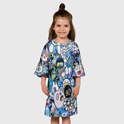 Платье клеш для девочки Буйство синих, цвет: 3D-принт — фото 2