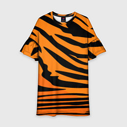 Платье клеш для девочки Шкура шерсть тигра, цвет: 3D-принт
