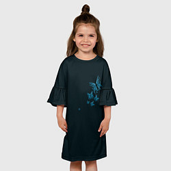 Платье клеш для девочки Стая неоновых бабочек, цвет: 3D-принт — фото 2