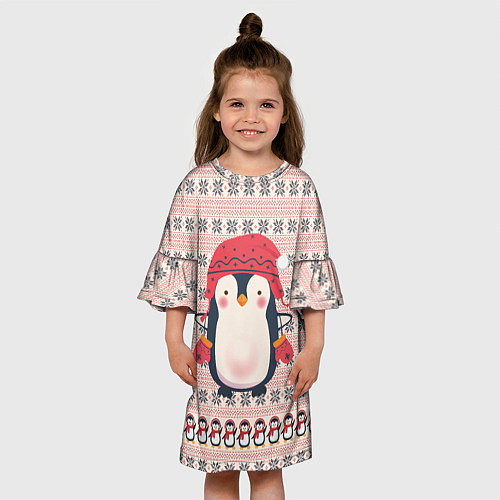 Детское платье Милый пингвин в шапочке и варежках / 3D-принт – фото 3