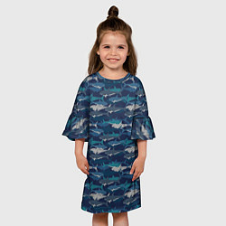 Платье клеш для девочки Хищные Акулы, цвет: 3D-принт — фото 2