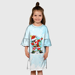 Платье клеш для девочки Santa Dabbing в гирлянде, цвет: 3D-принт — фото 2