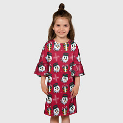 Платье клеш для девочки СНЕГOВИК В ЦИЛИНДРЕ, цвет: 3D-принт — фото 2