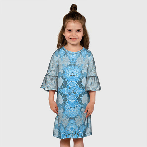 Детское платье Коллекция Фрактальная мозаика Голубой 292-6-n Низ / 3D-принт – фото 3