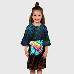 Платье клеш для девочки Жаба цветная абстрактная, цвет: 3D-принт — фото 2
