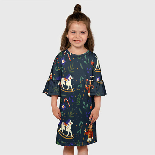 Детское платье Щелкунчик паттерн с лошадкой / 3D-принт – фото 3