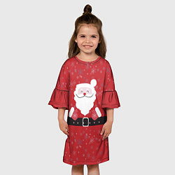 Платье клеш для девочки Санта Клаус со снежинками, цвет: 3D-принт — фото 2