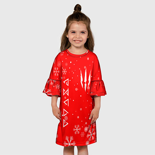 Детское платье THE WITCHER НОВОГОДНИЕ СНЕЖИНКИ / 3D-принт – фото 3