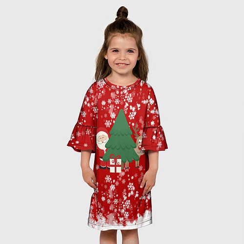 Детское платье Новогоднее настроение Santa / 3D-принт – фото 3
