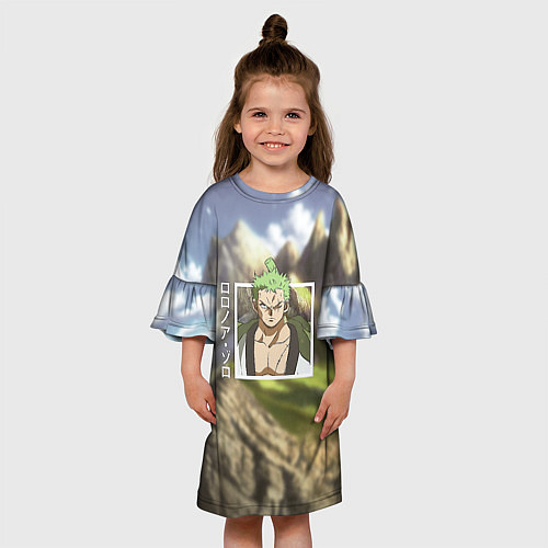 Детское платье Ван-Пис One Piece, Зоро Ророноа Zoro Roronoa / 3D-принт – фото 3