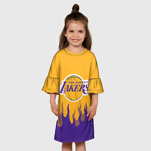 Детское платье LA LAKERS NBA FIRE ЛЕЙКЕРС ОГОНЬ / 3D-принт – фото 3