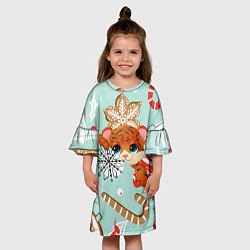 Платье клеш для девочки ТИГРЁНОК ГОД ТИГРА, цвет: 3D-принт — фото 2