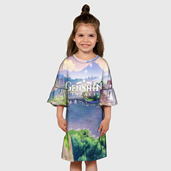 Платье клеш для девочки МИР ГЕНШИН ИМПАКТ ТЕВАЙТ GENSHIN IMPACT, цвет: 3D-принт — фото 2