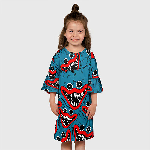 Детское платье Huggy Wuggy Poppy Playtime Хагги Вагги Поппи Плейт / 3D-принт – фото 3