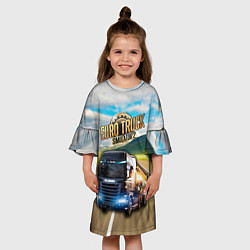 Платье клеш для девочки Euro Truck Simulator, цвет: 3D-принт — фото 2