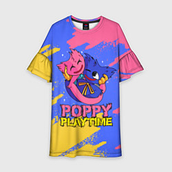 Платье клеш для девочки Huggy Wuggy and Kissy Missy Poppy Playtime, цвет: 3D-принт