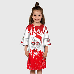 Платье клеш для девочки Новогодний тигр Нарисованный огонь, цвет: 3D-принт — фото 2