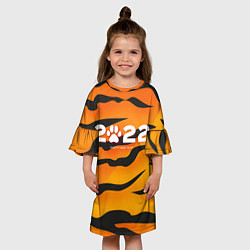 Платье клеш для девочки Новогодний тигр Новый год 2022, цвет: 3D-принт — фото 2
