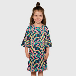 Платье клеш для девочки Абстрактные полоски, цвет: 3D-принт — фото 2