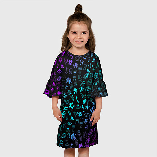 Детское платье RAINBOW SIX SIEGE NEON PATTERN SYMBOL / 3D-принт – фото 3