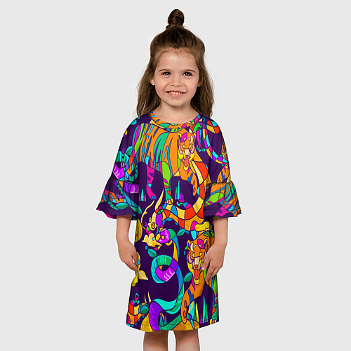 Детское платье Все смешалост-тигры,змеи / 3D-принт – фото 3