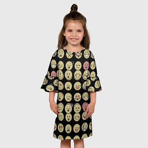 Детское платье Смайлики эмодзи паттерном / 3D-принт – фото 3